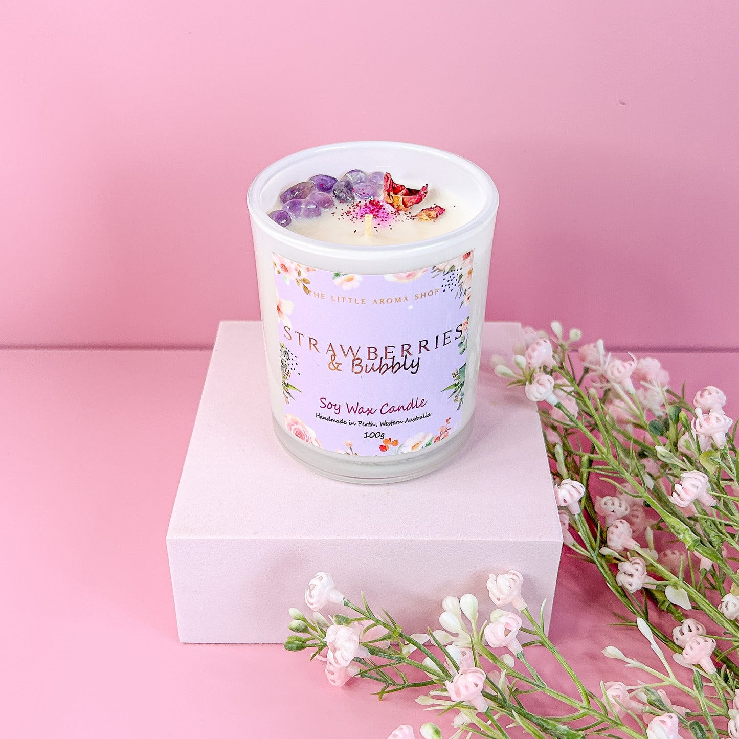 Strawberries & Bubbly Candle 100g
