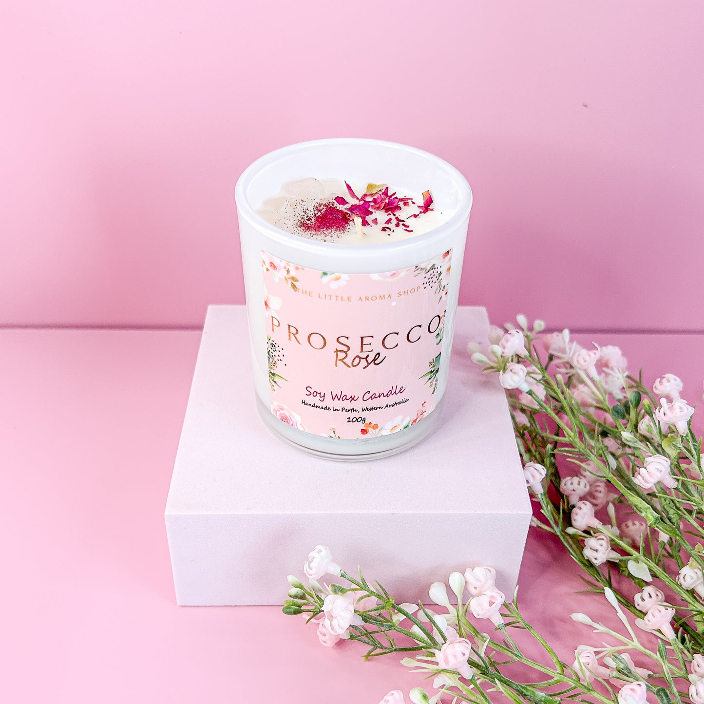 Prosecco Rose Candle 100g