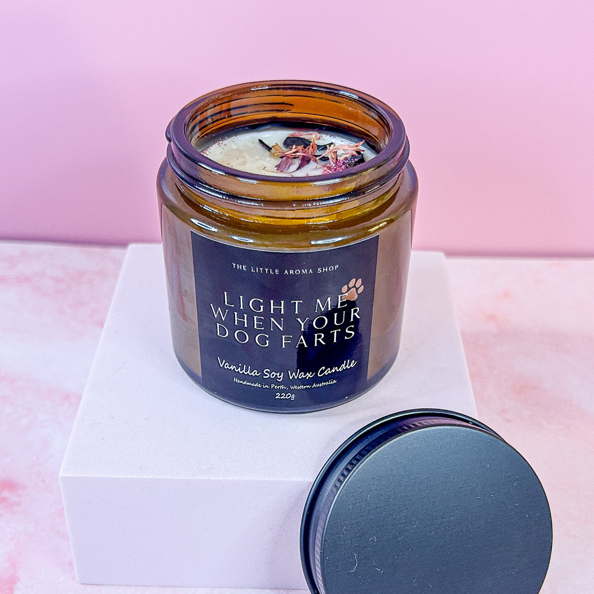 Light Me When Your Dog Farts - Small Amber Jar Candle