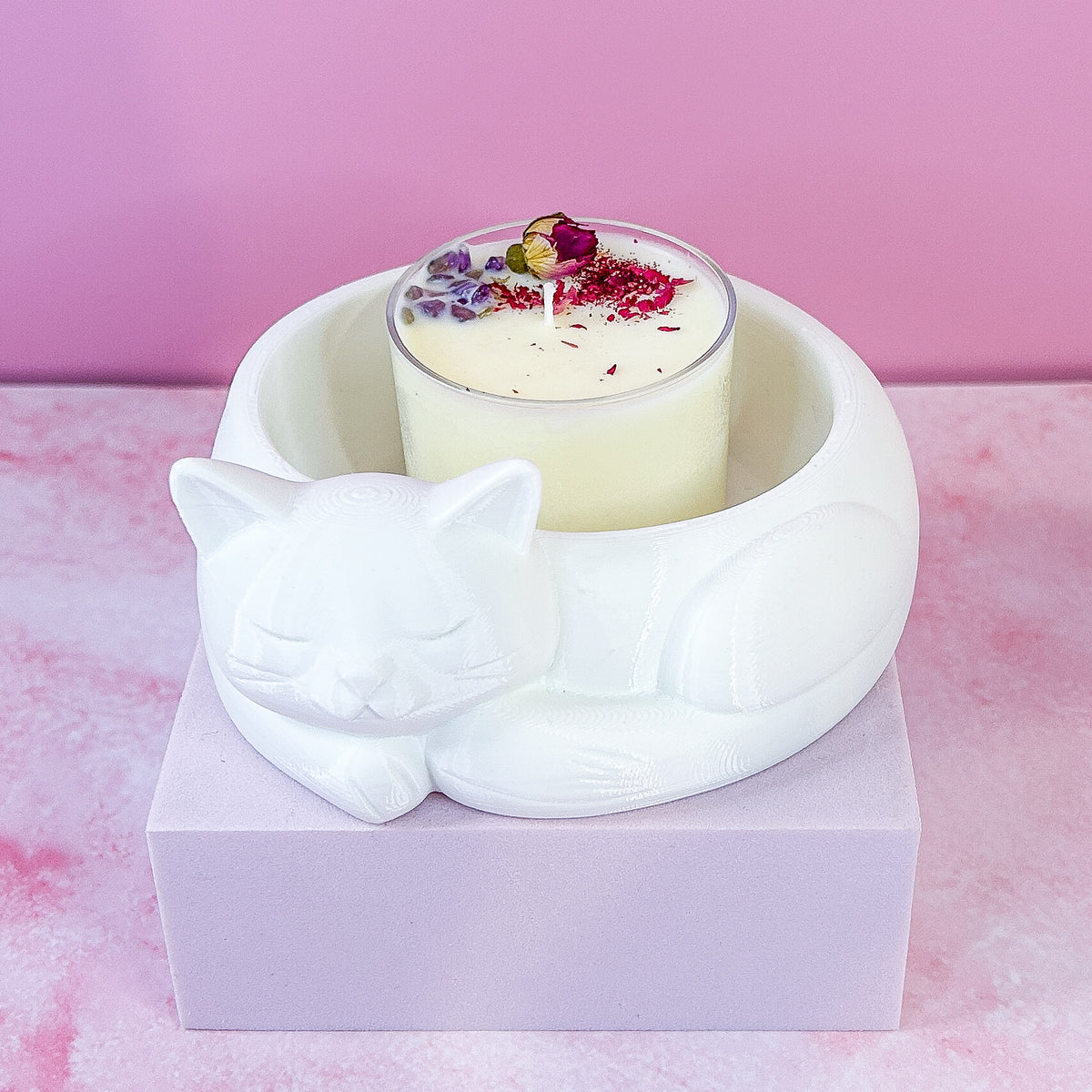 Cat Trinket Dish with Large Tealight Candle