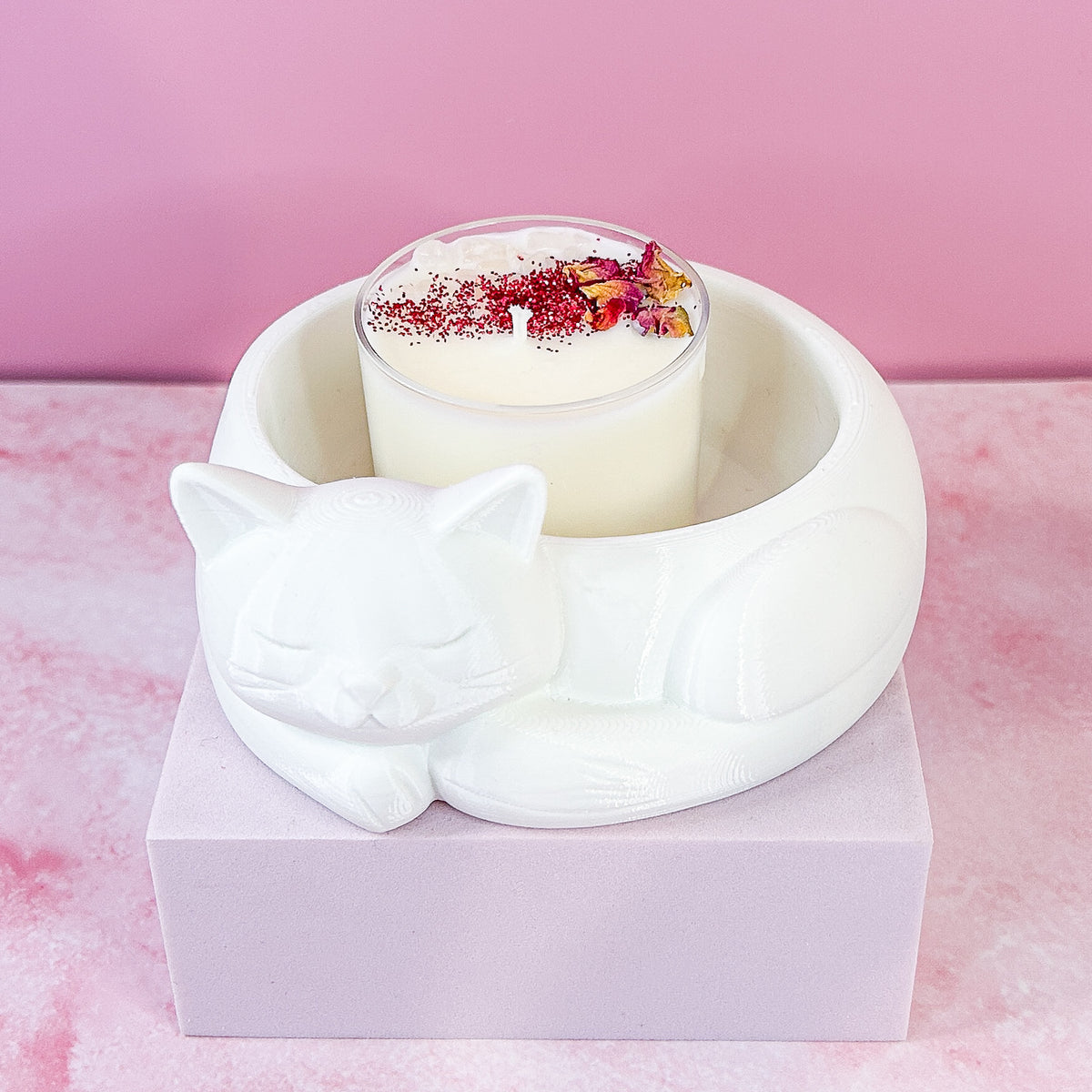 Cat Trinket Dish with Large Tealight Candle