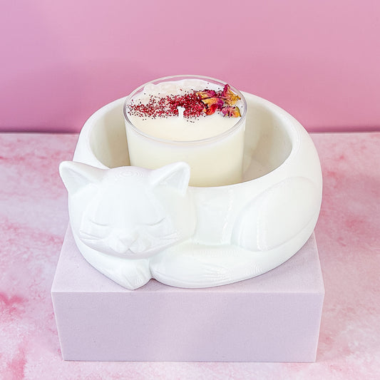 Cat Trinket Dish with Large Tealight Candle