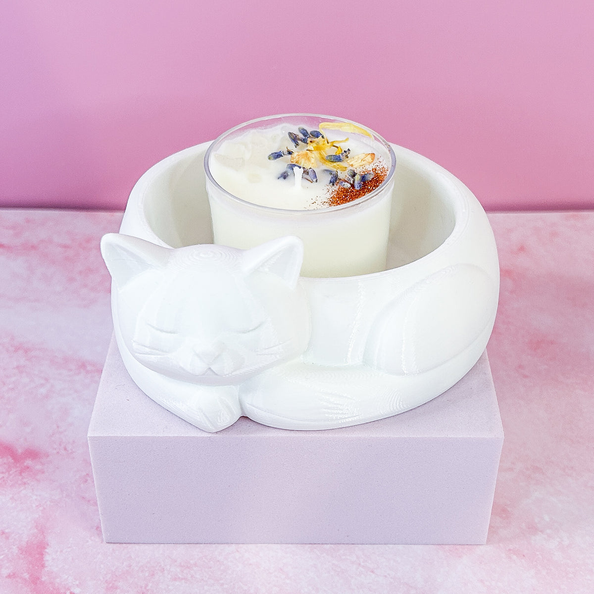 Cat Trinket Dish with Large Tealight Candle