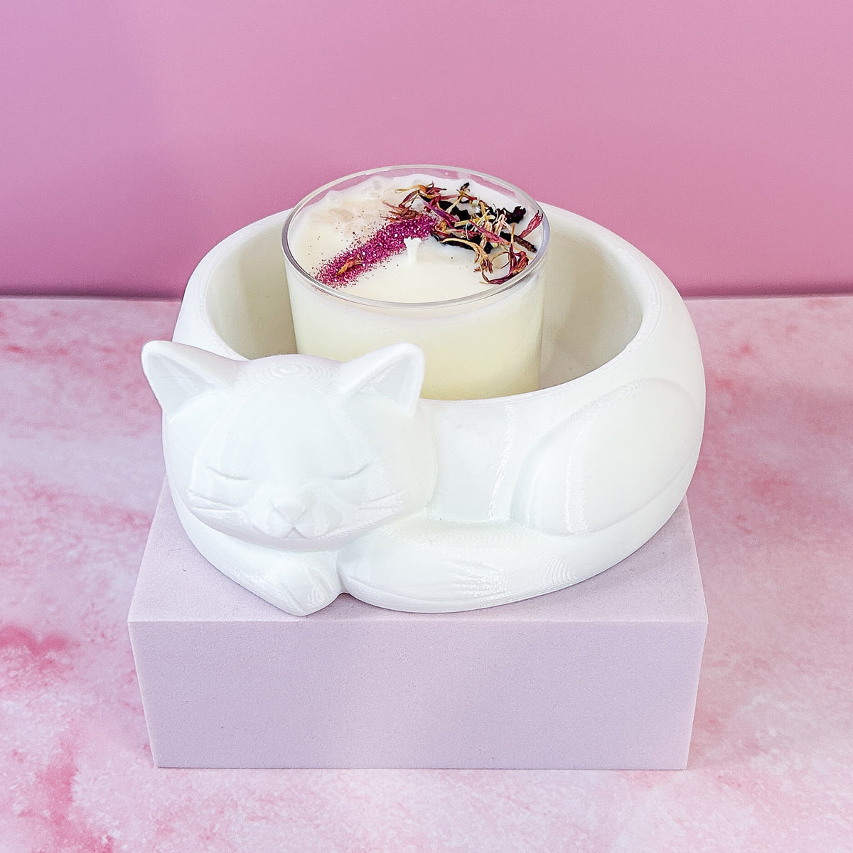 Cat Trinket Dish with Large Tealight Candle