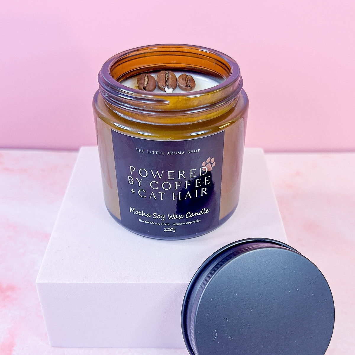 Powered By Coffee & Cat Hair - Small Amber Jar Candle