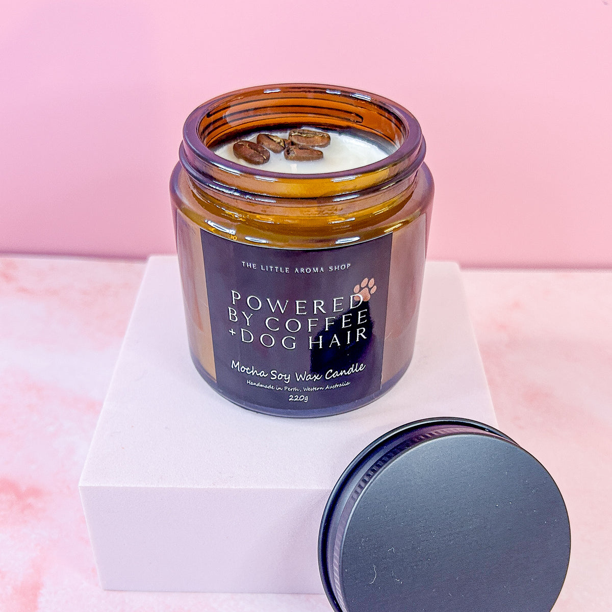 Powered By Coffee & Dog Hair - Small Amber Jar Candle